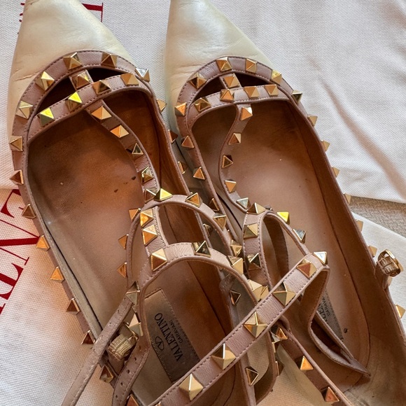 Valentino Cream and Tan Studded Flats / very good condition ⭐️ authentic - Picture 11 of 13